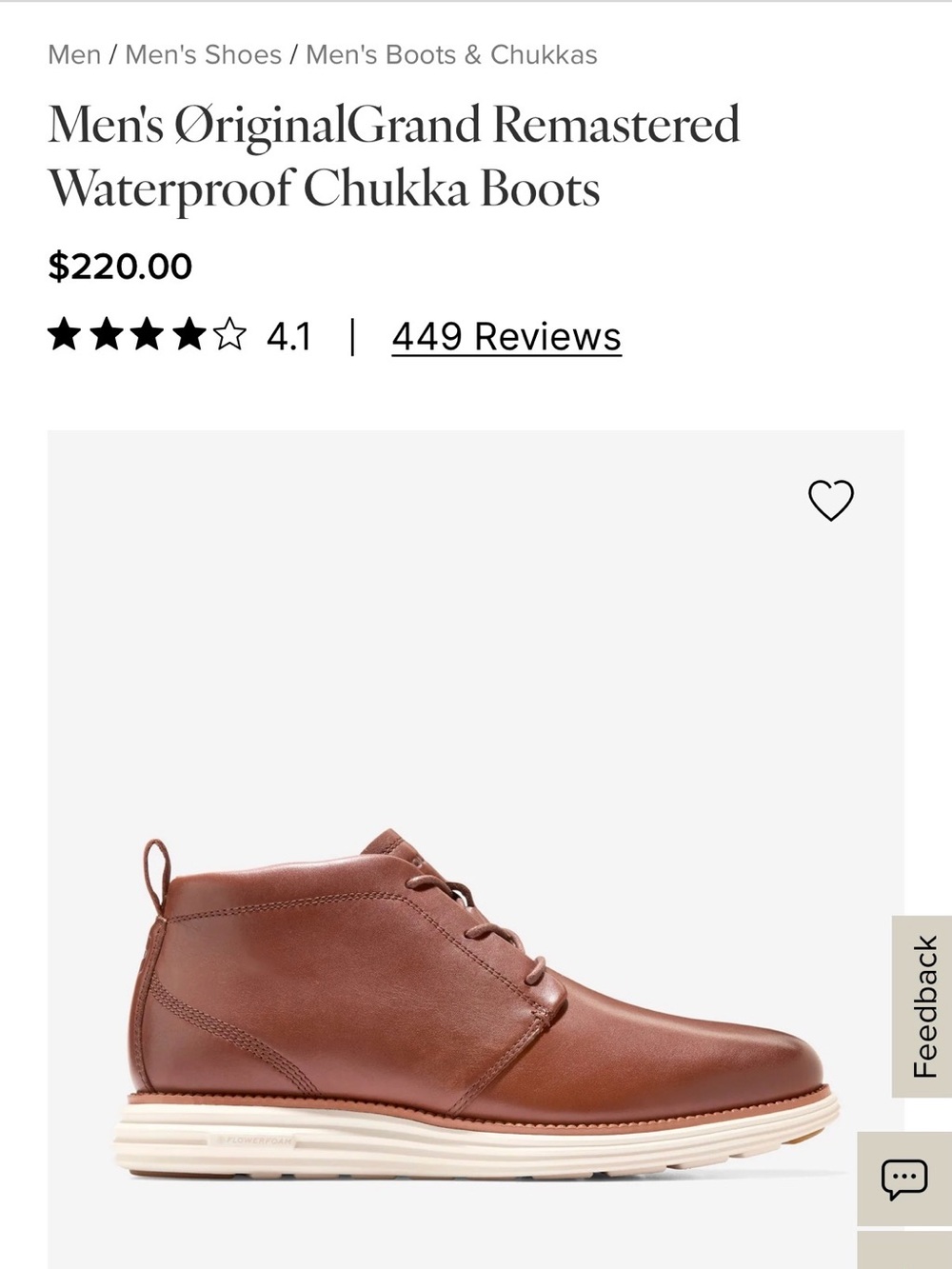 Cole Haan Brown Leather Waterproof Chukka Boots